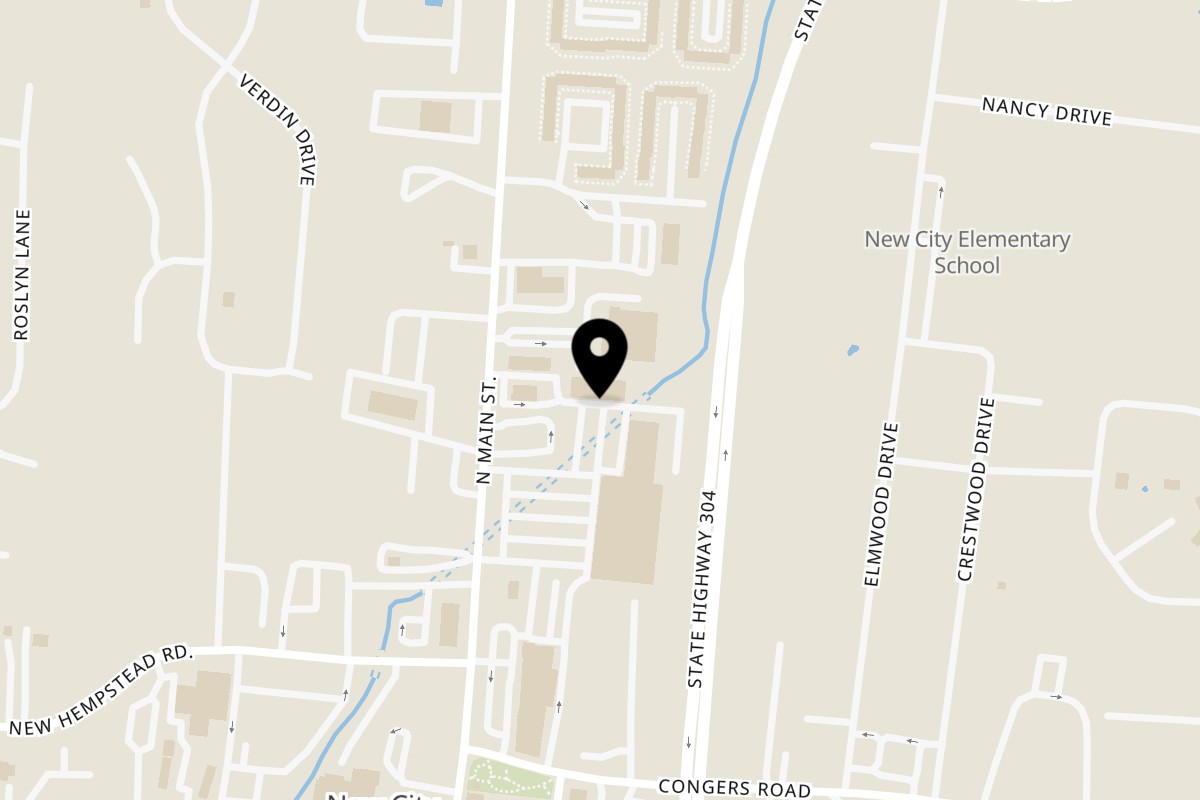 Map showing the location of Mangia Pizza & Restaurant on 68 N Main St in New City
